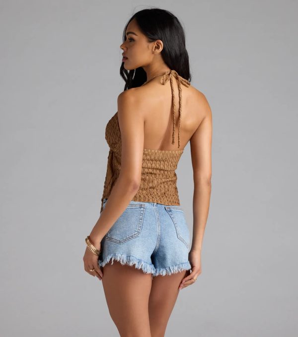 Coastal Destination Halter Tie-Front Crop Top - Image 2