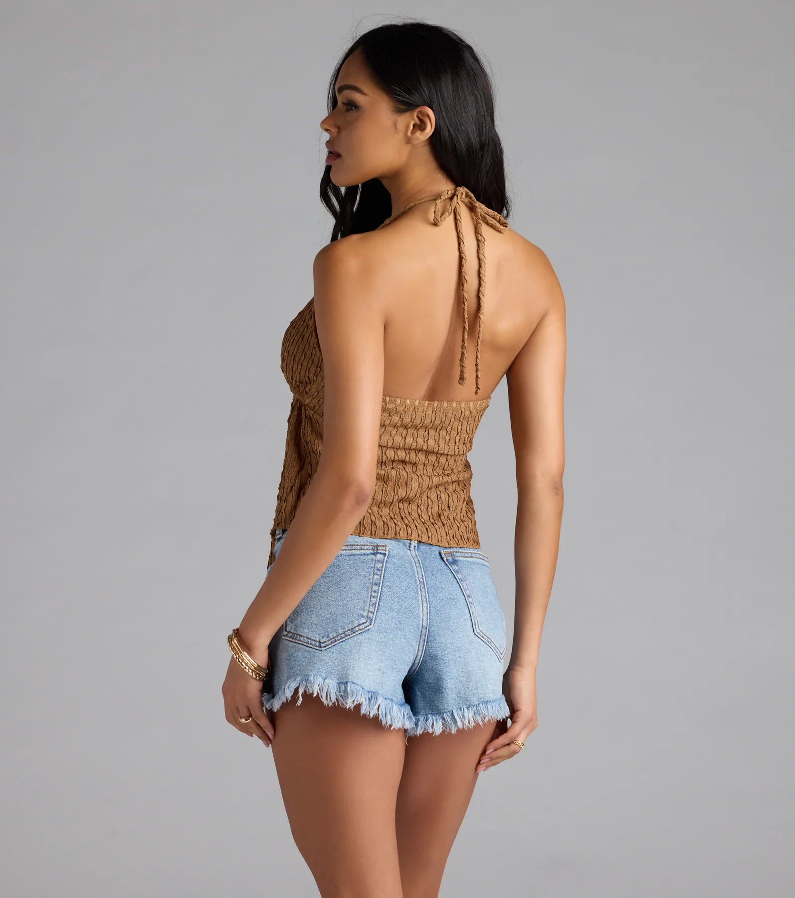 Coastal Destination Halter Tie-Front Crop Top - Image 2