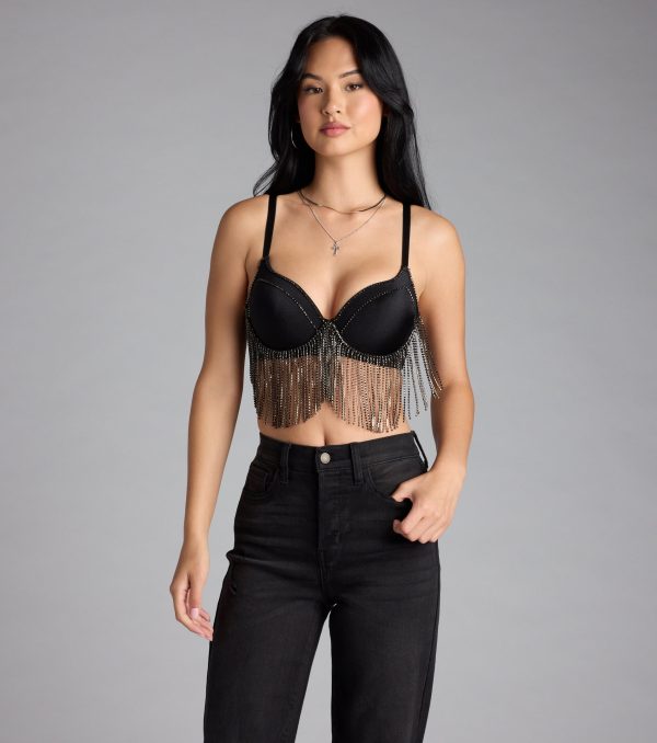 Watch Me Shine Rhinestone Fringe Bra Top - Image 5