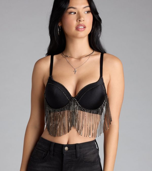 Watch Me Shine Rhinestone Fringe Bra Top - Image 8