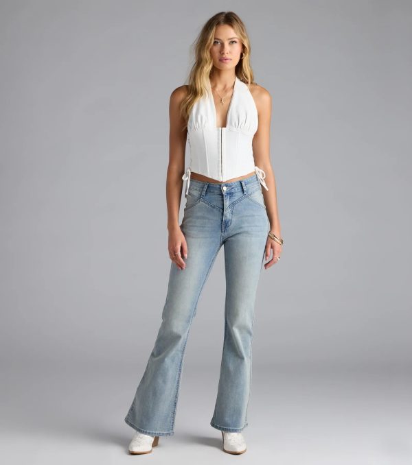 The New Classic Halter Lace-Up Denim Corset Top - Image 8