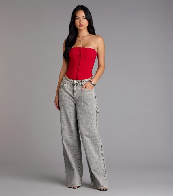 Chic And Snatched Strapless Lace Trim Corset Top - Image 32