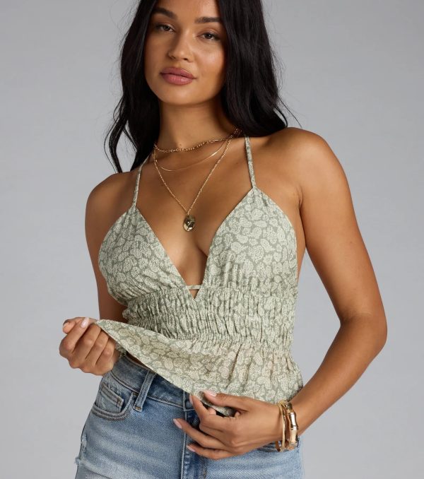 Summer Charm Paisley Strappy Babydoll Crop Top - Image 4