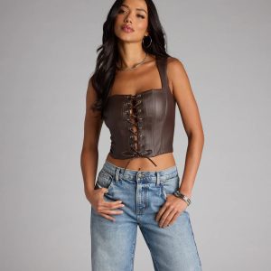 No Rules Just Looks Lace-Up Corset Top