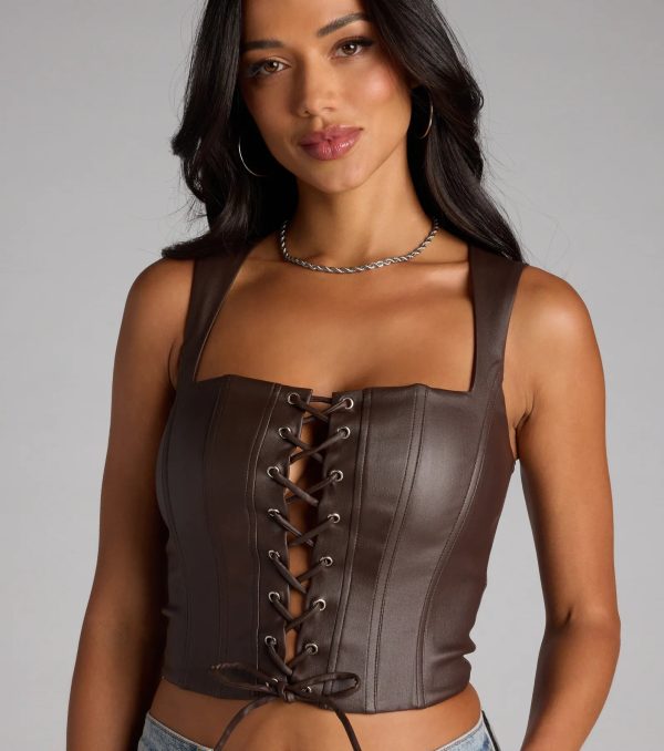 No Rules Just Looks Lace-Up Corset Top - Image 4