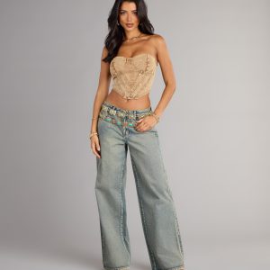 Vintage Vibes Denim Lace-Up Bustier