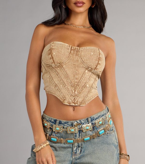 Vintage Vibes Denim Lace-Up Bustier - Image 3