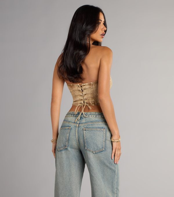 Vintage Vibes Denim Lace-Up Bustier - Image 4