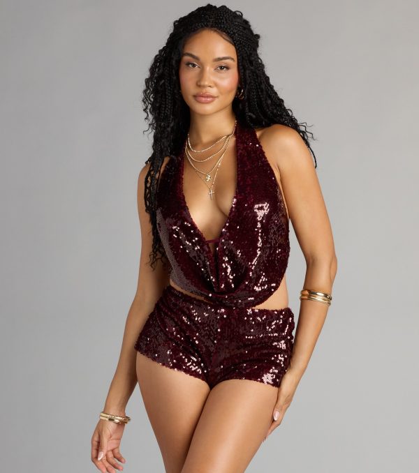 Turn The Flash On Sequin Crop Top - Image 4