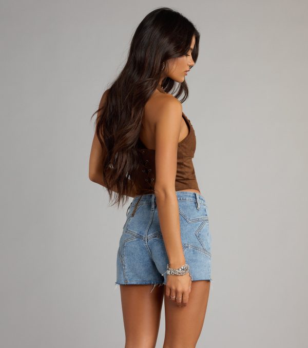Desert Muse Suede Lace Up Halter Top - Image 2