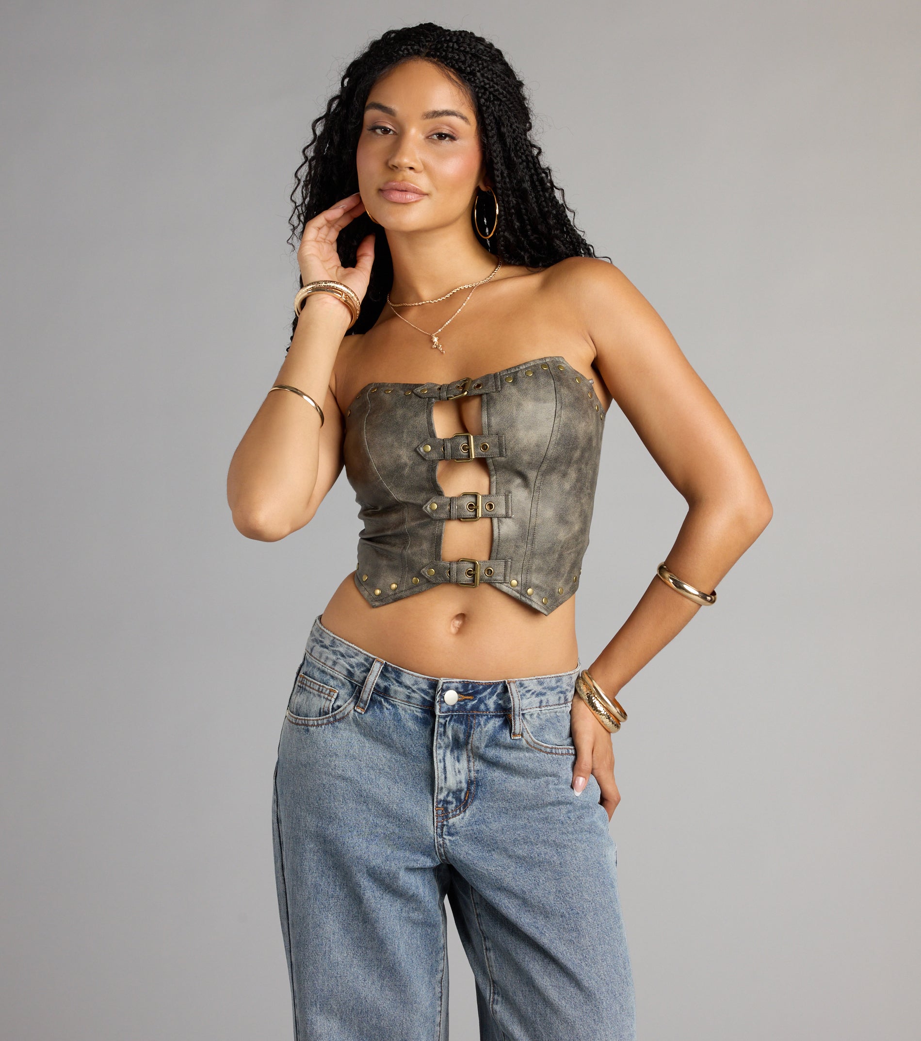 Boldy Untamed Buckle Crop Top - Image 2