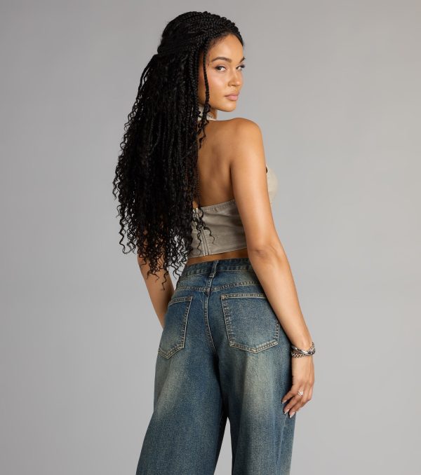 Lace Me Up Faux Leather Halter Crop Top - Image 7