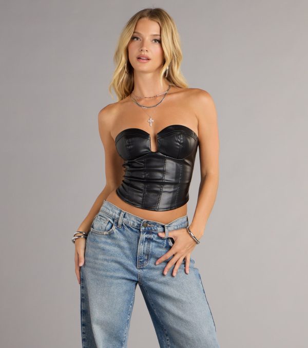 Lace-Up Allure Faux Leather Bustier Top - Image 6