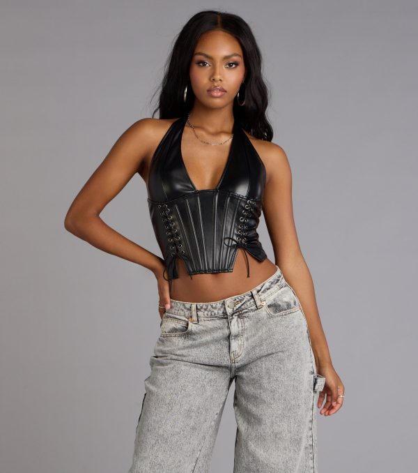 Dark Desires Faux Leather Corset Top - Image 5