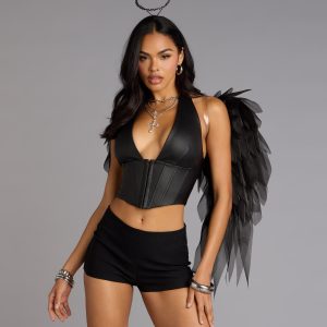 Daring Edge Lace-Up Corset Top