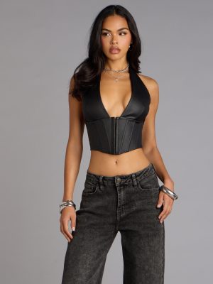 Daring Edge Lace-Up Corset Top