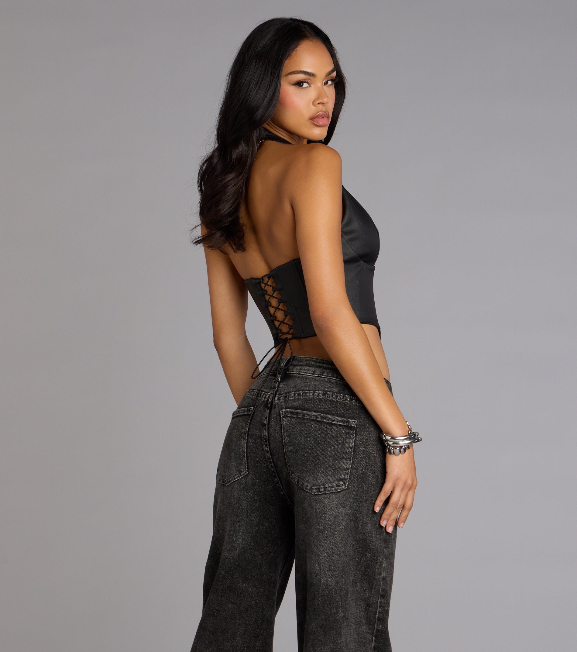 Daring Edge Lace-Up Corset Top - Image 6