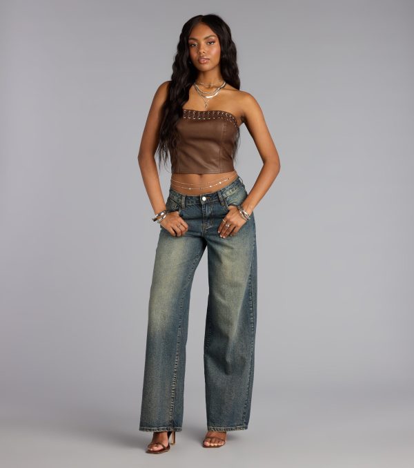 Laced Up Faux Leather Tube Top - Image 3