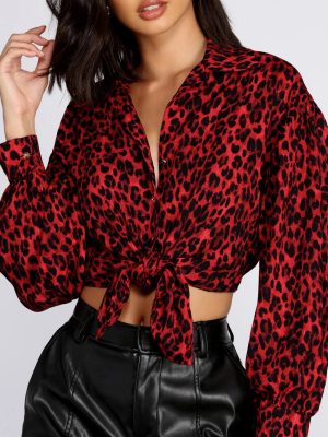 Button Up Leopard Print Blouse