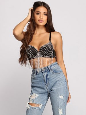 Dazzle Diva Rhinestone Fringe Bra