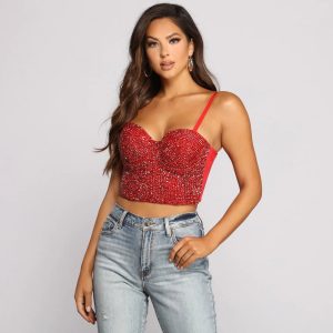 Daring Rhinestone Diva Cropped Bustier