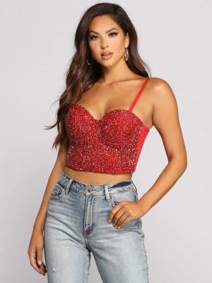 Daring Rhinestone Diva Cropped Bustier