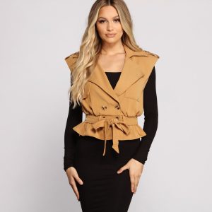 Trendy Crepe Trench Vest