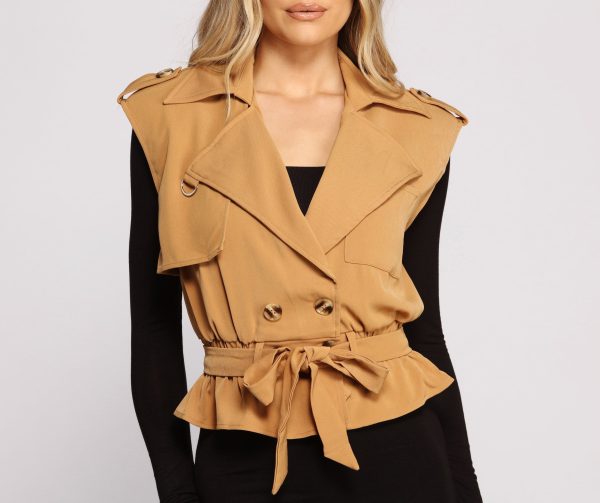 Trendy Crepe Trench Vest - Image 3