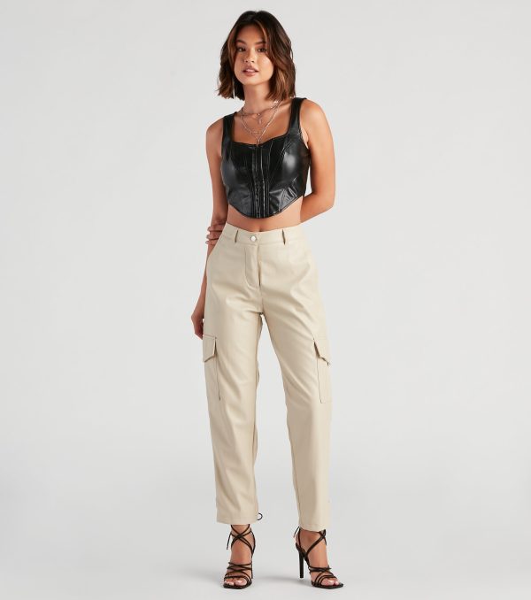 The Hook Up Faux Leather Corset Top - Image 3