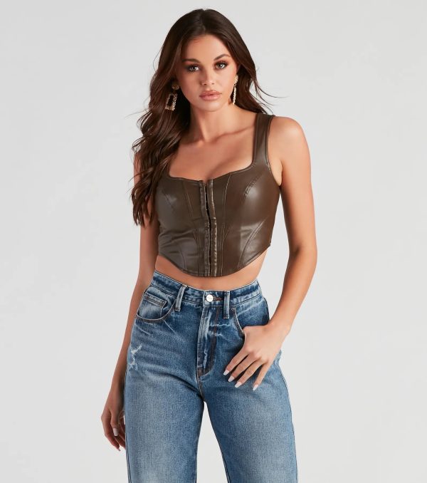 The Hook Up Faux Leather Corset Top - Image 5