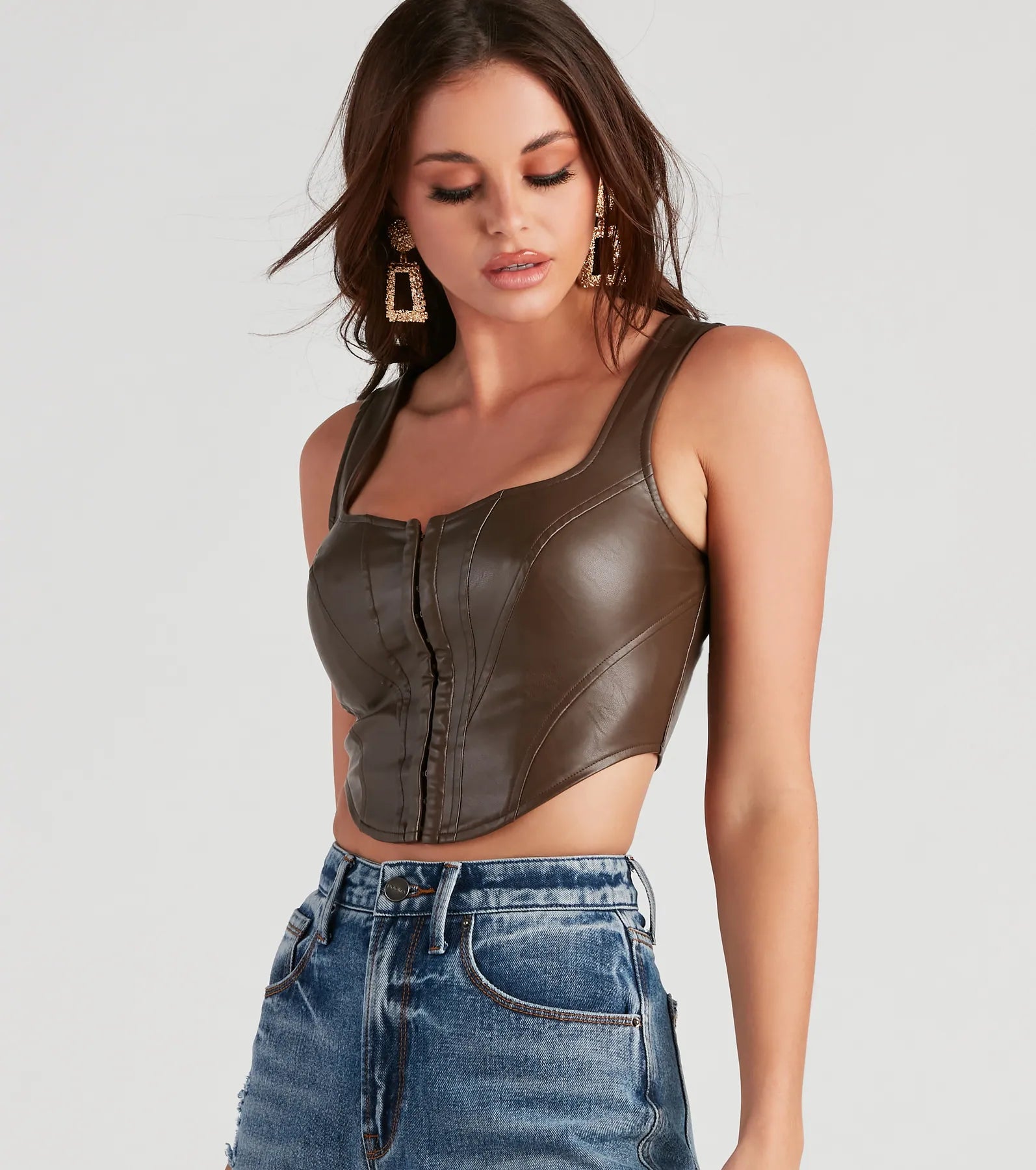 The Hook Up Faux Leather Corset Top - Image 8