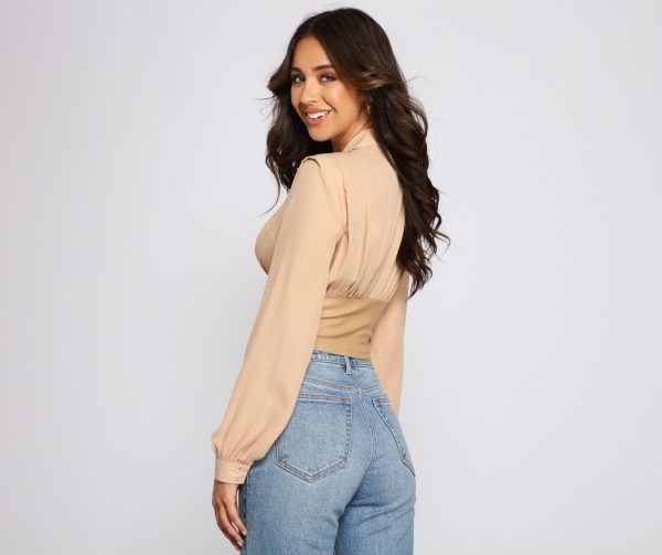 Stunning Satin and Faux Leather Corset Crop Top - Image 6