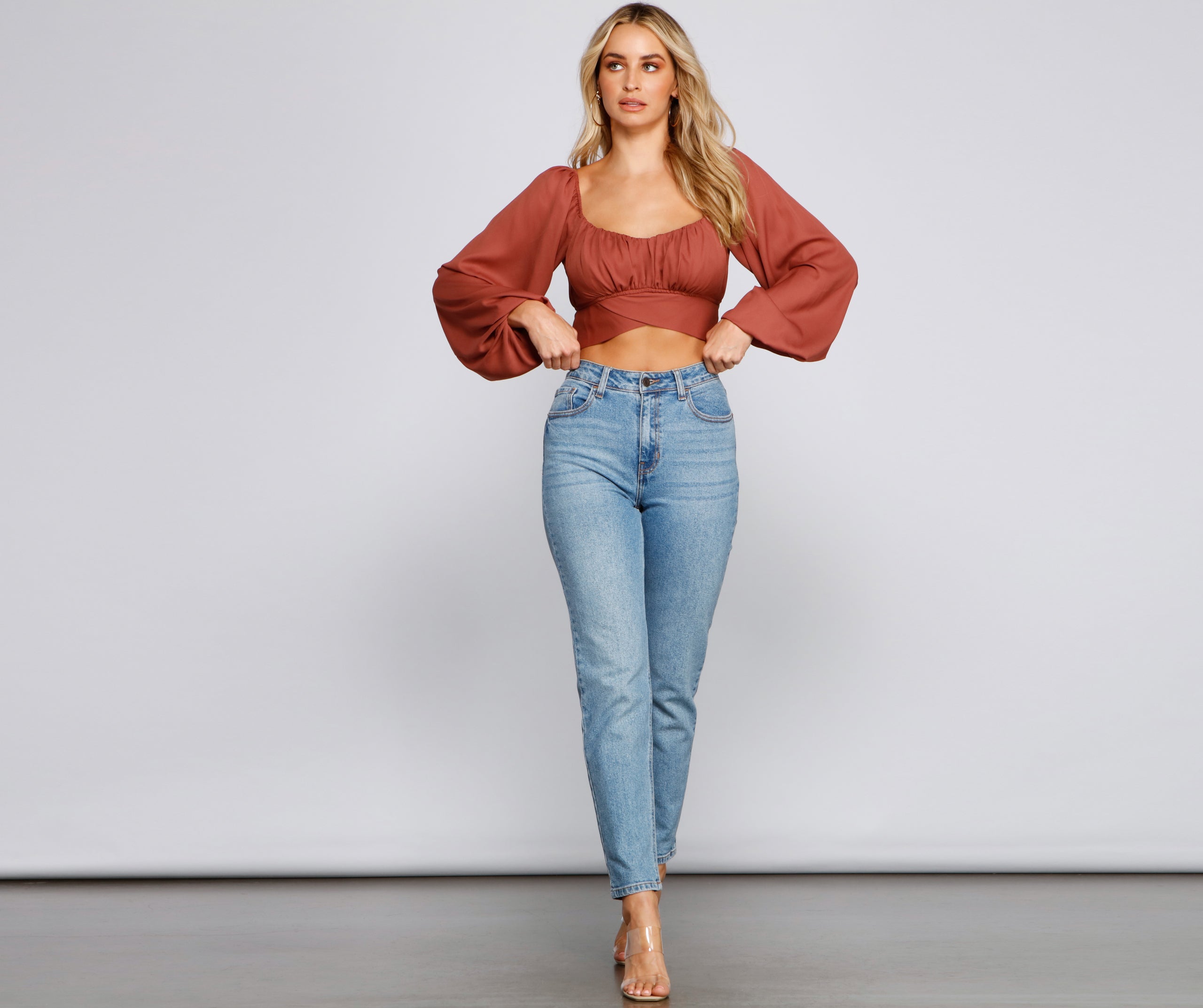 Cinched And Chic Chiffon Crop Top - Image 4