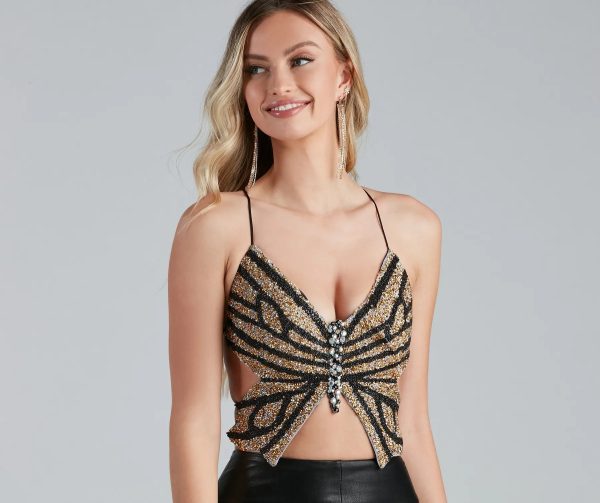 Gorgeous Glam Beaded Butterfly Top - Image 3