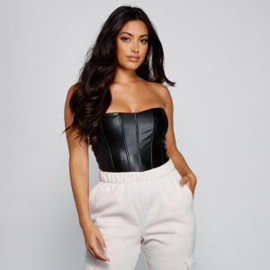 Edgy Sleek Corset Bodysuit