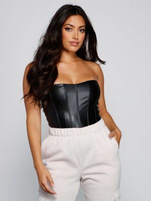Edgy Sleek Corset Bodysuit