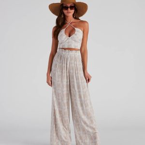 Sangria Please Striped Halter Top