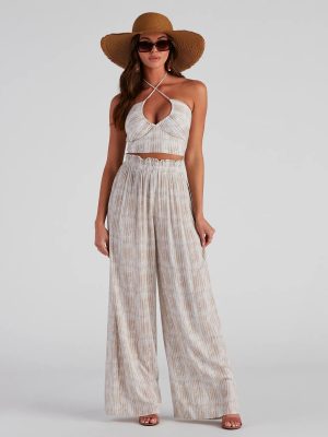 Sangria Please Striped Halter Top