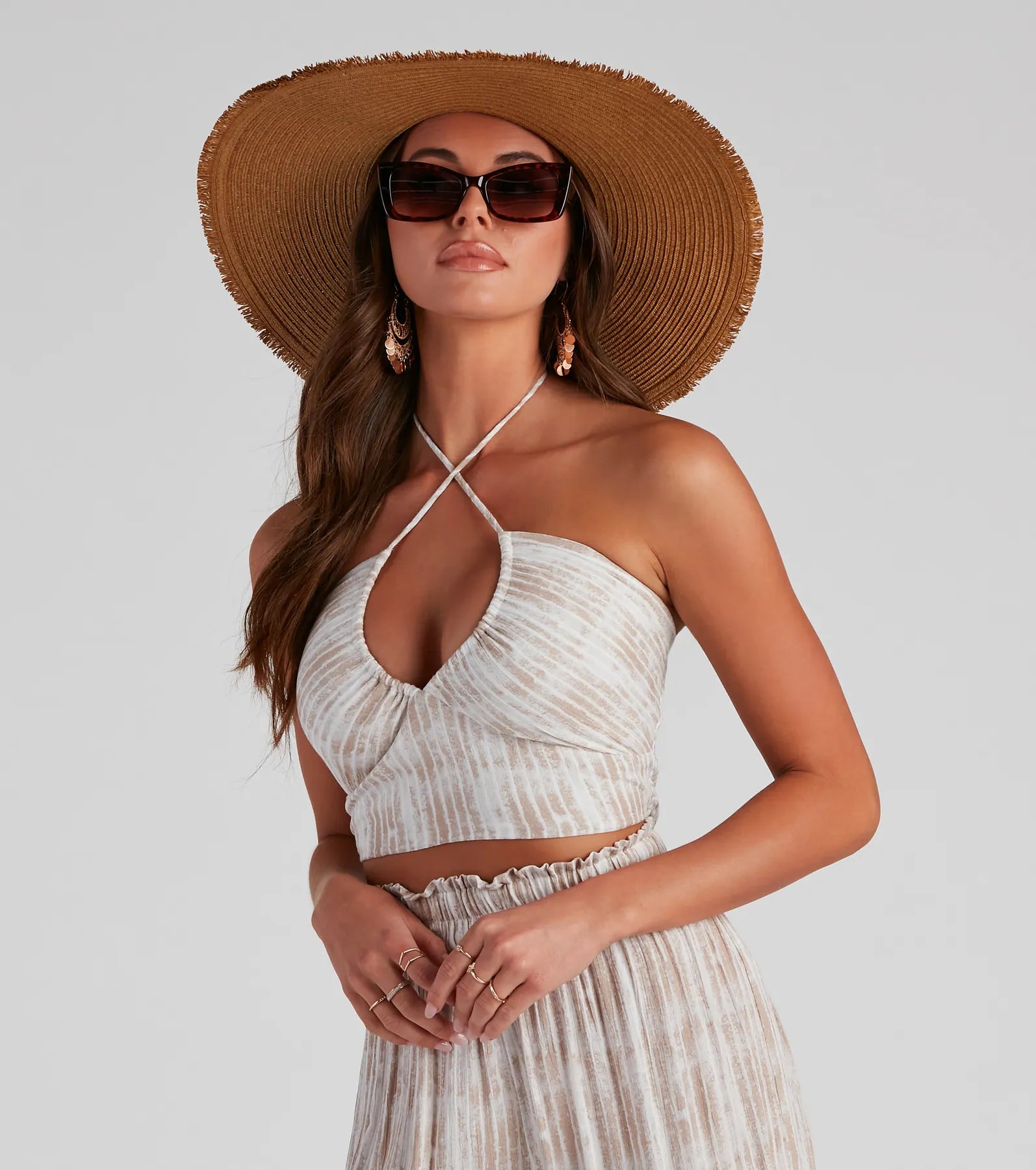 Sangria Please Striped Halter Top - Image 2