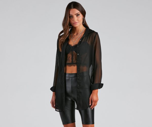 Such A Staple Sheer Button-Up Tunic - Image 6