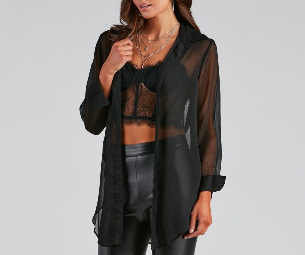 Such A Staple Sheer Button-Up Tunic - Image 10