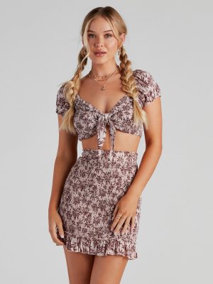 Cali Palms Cap Sleeve Tie-Front Top