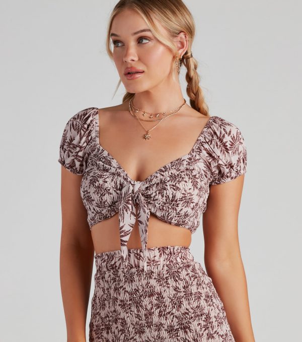 Cali Palms Cap Sleeve Tie-Front Top - Image 2