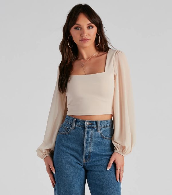 Classy Chic Chiffon Crop Top - Image 9