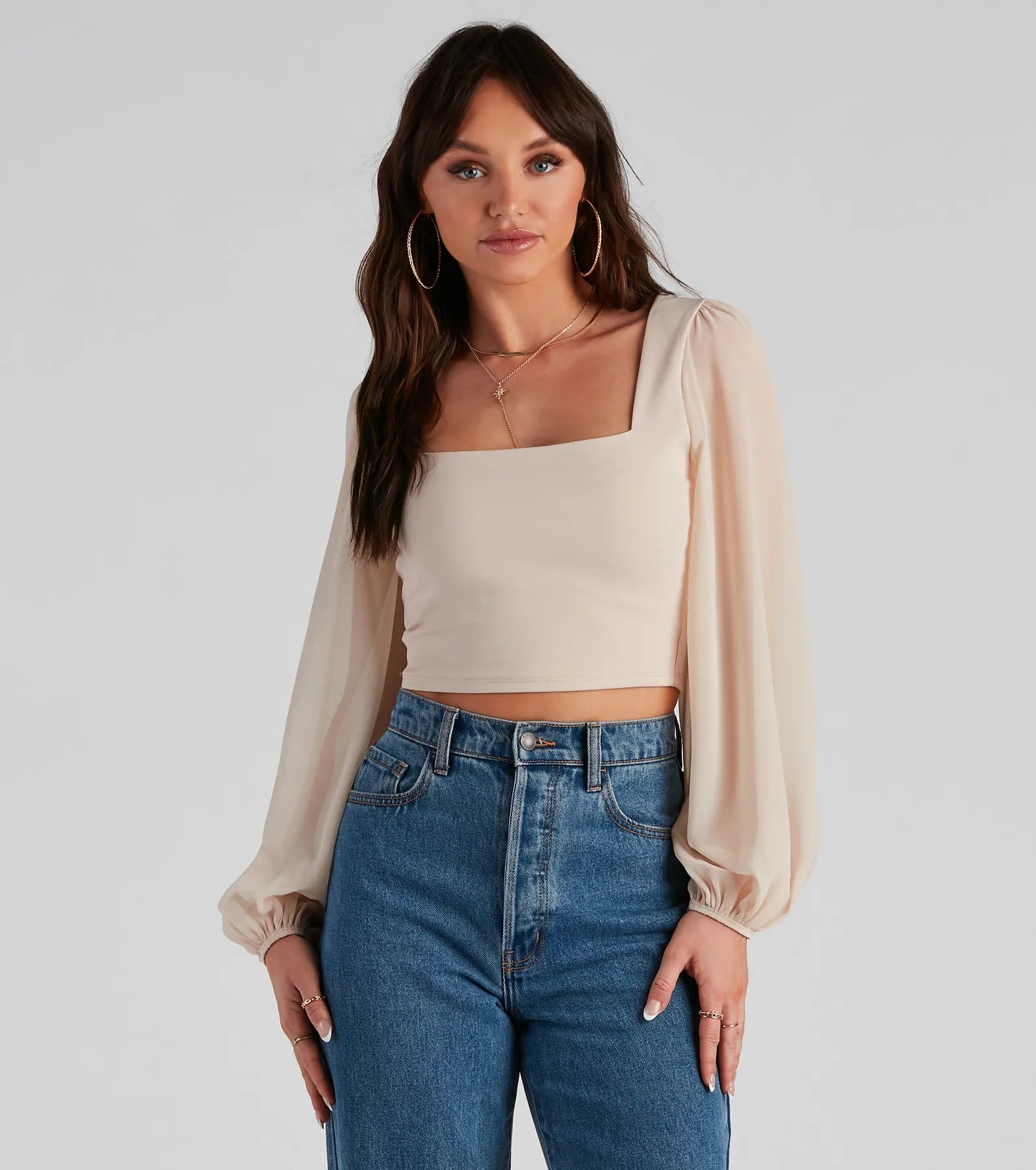 Classy Chic Chiffon Crop Top - Image 9
