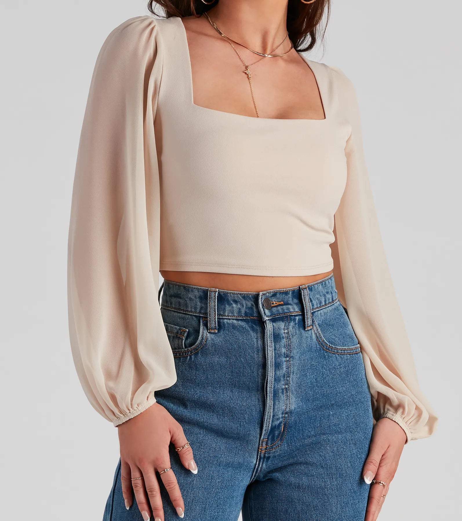 Classy Chic Chiffon Crop Top - Image 12