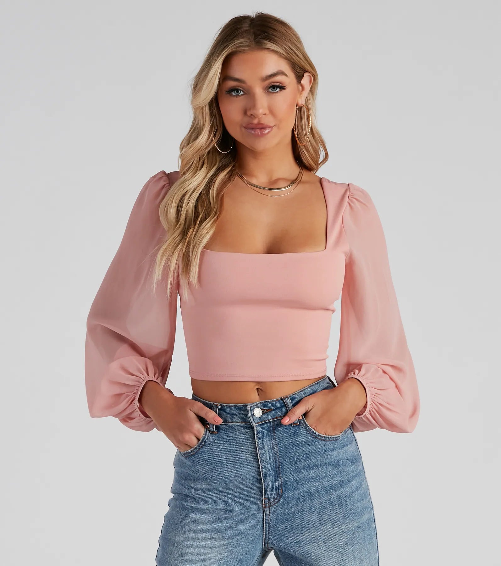Classy Chic Chiffon Crop Top - Image 5