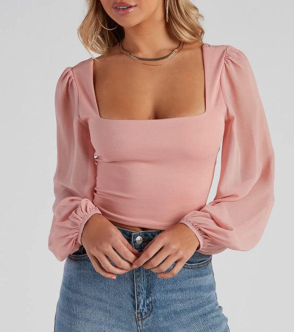 Classy Chic Chiffon Crop Top - Image 8