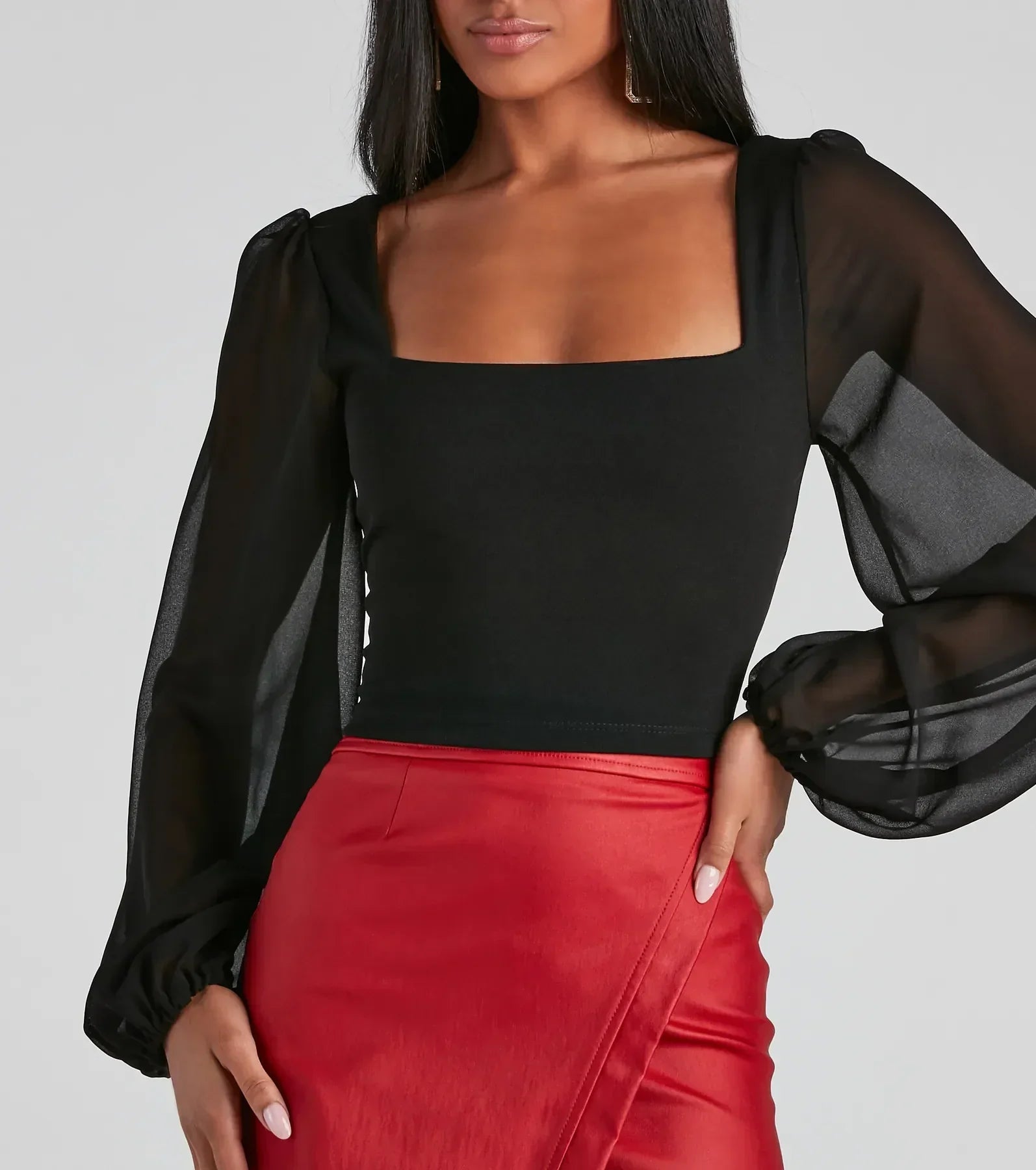 Classy Chic Chiffon Crop Top - Image 16