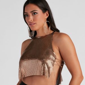 You've Got Glam Chainmail Lace Up Top